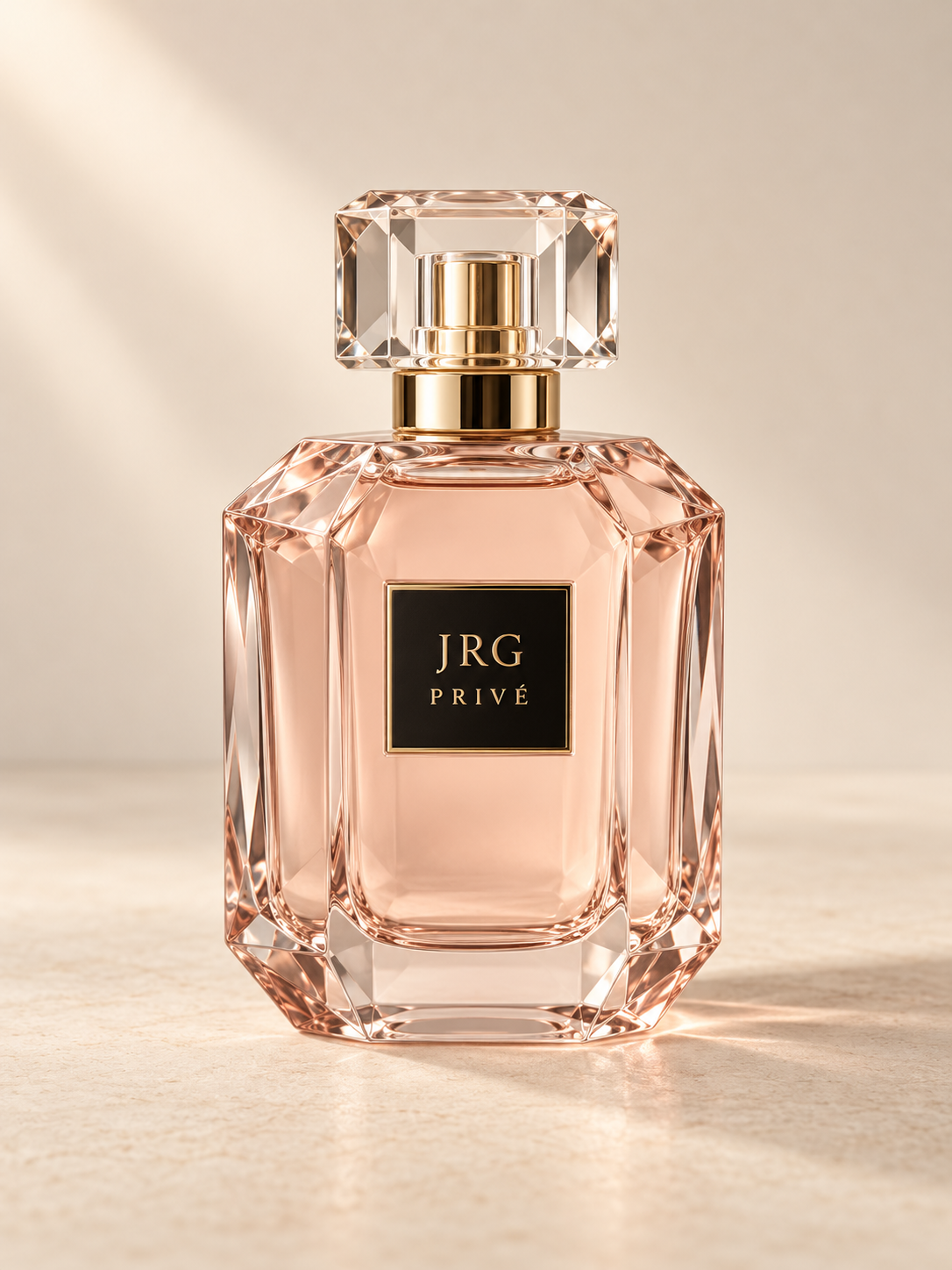 JRG PRIVÉ Fleur de Lumière concept perfume bottle on an ivory background
