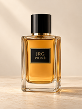 JRG PRIVÉ Ambre Signature concept perfume bottle on an ivory background