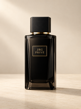 JRG PRIVÉ Noir Absolu concept perfume bottle on an ivory background