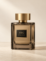 JRG PRIVÉ Santal Réserve concept perfume bottle on an ivory background